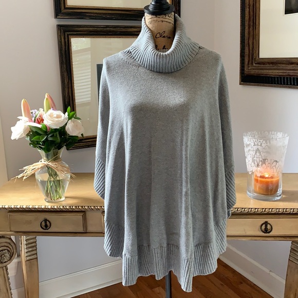 J. Jill Sweaters - J JILL Gray Cashmere blend fall poncho sweater S M